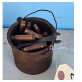 Small Metal Pail with Assorted Cartridge Casings
