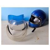 Vintage Blue Motorcycle Helmet with 3 Visors