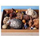 Lot of Pig and Animal Figurines, Coin Bank, and Wo