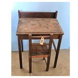 Antique Wooden School Desk and Chair Set