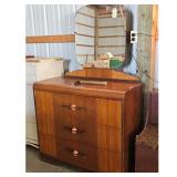 Vintage Art Deco Waterfall Dresser with Mirror