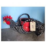 Rooster Planter Basket with Red Pot