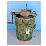 Antique Wooden Bucket Ice Cream Maker with Metal P
