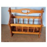 Vintage Oak Magazine Rack Holder Wood Storage Orga
