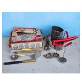 Red Handle Kitchen Gadget Lot - Salad Maker, Sifte