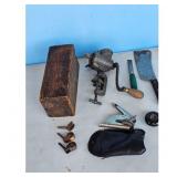 Vintage Meat Grinder, Cleaver, Knives, Embosser &