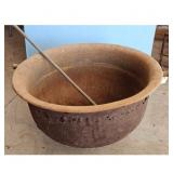 Antique Cast Iron Cauldron Pot with Stirrer