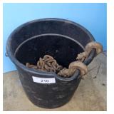 Black Bucket with Heavy Duty Chains and Hooks