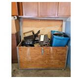 Vintage Automotive Parts Lot in Wooden Crate