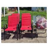Set of 4 Red Sling Patio Chairs and 2 Folding Lawn