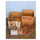 2 boxes of Vintage Stein and Barware Set