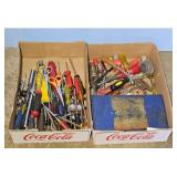 Lot of Assorted Tools and Screwdrivers in Coca-Col