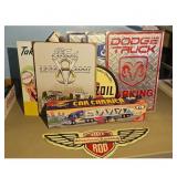 Ford and Dodge Truck Metal Signs Lot with Car Carr
