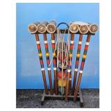 Vintage Croquet Set with Mallets and Balls