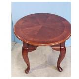 Round Mahogany End Table with Drawer