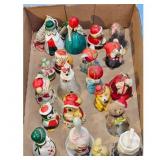 Vintage Christmas Figurines Lot - Bells, Santa, Pe