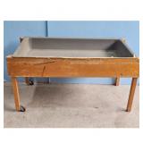 Vintage Wooden Sandbox Table with Gray Insert and