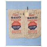 2 FARM BUREA CO-OP BUSHEL CLOTH SEED BAGS