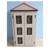 Vintage Dollhouse Cabinet with Red Roof and Double