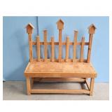 Wooden Garden Bench with Decorative Fence Back