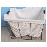 Vintage Wire Laundry Basket with White Liner