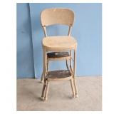 Vintage Metal Step Stool Chair Cream Kitchen Aid L