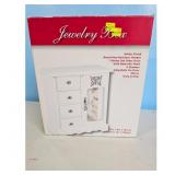 White Jewelry Box with Butterfly Motif and Mirror-