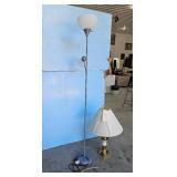 Vintage Brass and White Table Lamp with Cream Plea