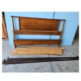 Mid Century Modern Walnut Headboard and Bed Frame