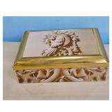 Vintage Decorative Metal Trinket Box with Embossed
