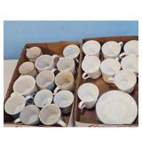 Set of 12 Coffee Mugs and Saucers with Floral Patt