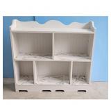 White Wooden Shelf Unit with Marble Contact Paper