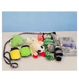 Pet Toy Lot with Leash and Feeding Mat