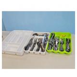 Cutlery Silverware Set with 2 Trays