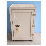 Vintage Cream Side Table Cabinet with Brass Hinges