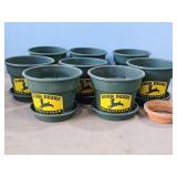 8 PLASTIC PLANTERS W/JOHN DEERE DECALS