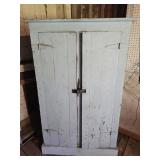 EARLY PAINTED 2 DOOR CUPBOARD WITH SHELVES
