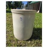8 GAL. CROCK WITH SOME DAMAGE-STILL A NICE CROCK