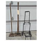 Lot of 2 Tamping Tools and Folding Hand Truck