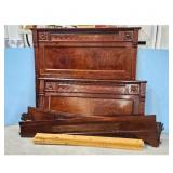 Antique Walnut Bed Frame Headboard Footboard Set O