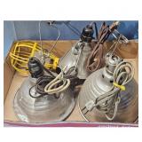 Lot of 3 Vintage Work Lights with Cages and Cords