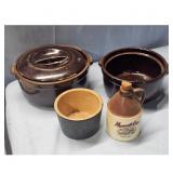 Vintage Crock Pot, Jug, and Stoneware Pot Lot