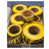 Lot of 6 Rolls Yellow Caution Barrier Tape