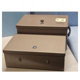 Lot of 2 Vintage Metal Cash Boxes with Keys