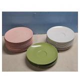 Texas Ware Melamine Plates Set Pink Green White Sa