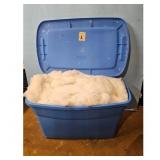 Blue Plastic Storage Bin with Lid - Filled with Wh