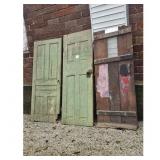 Set of 3 Vintage Wooden Doors with Distressed Gree