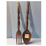 Vintage Wooden Spoon and Fork Wall Decor Set
