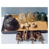 Lot of Vintage Electrical Insulators - Glass and C