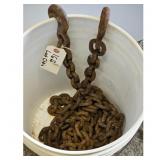 16ft Heavy Duty Log Chain with Hooks in cubket